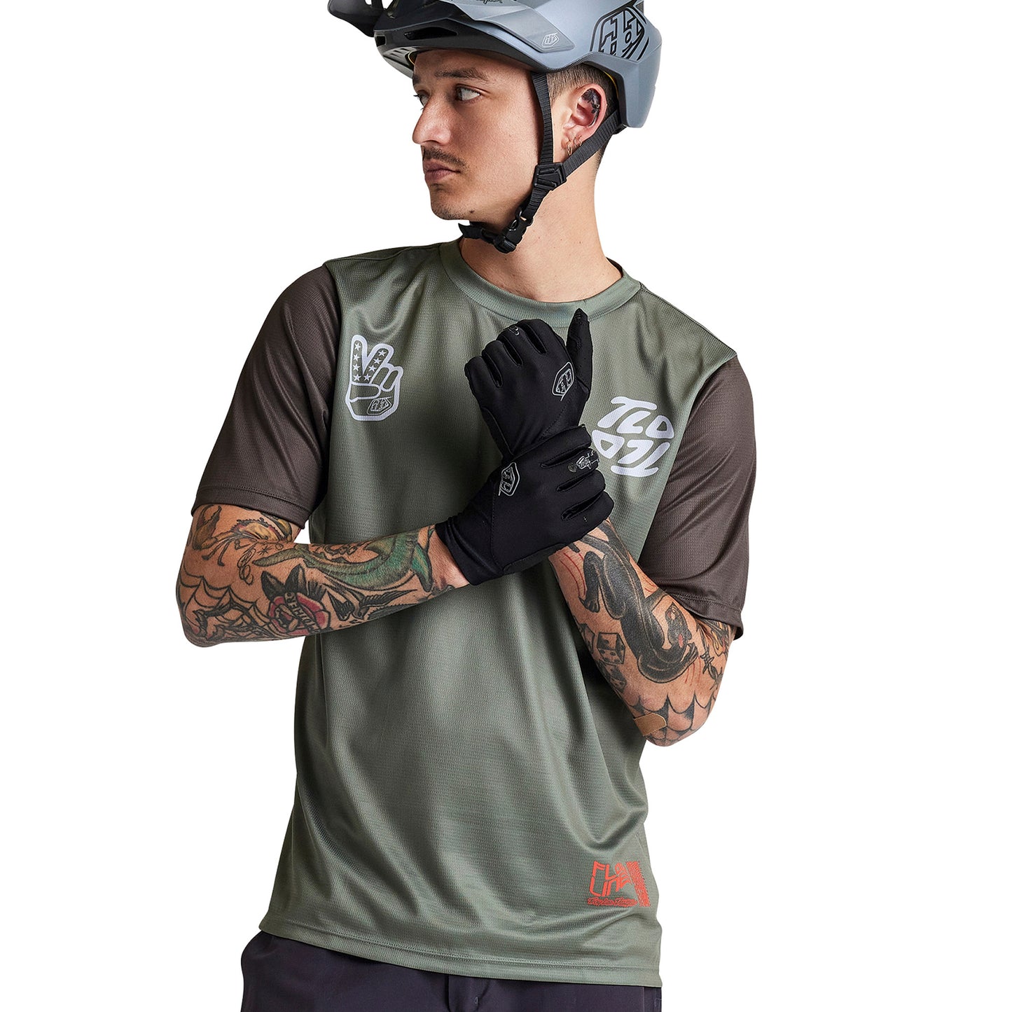 TLD Flowline Short Sleeve Jersey - L - Flipped Olive - Image 3