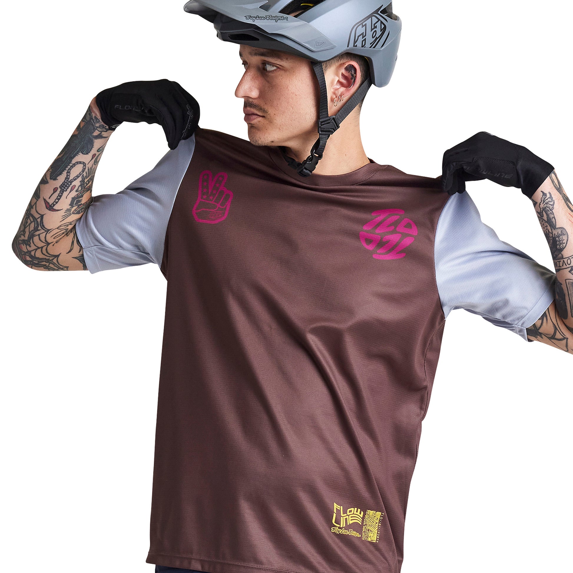 TLD Flowline Short Sleeve Jersey - S - Flipped Chocolate - Image 3