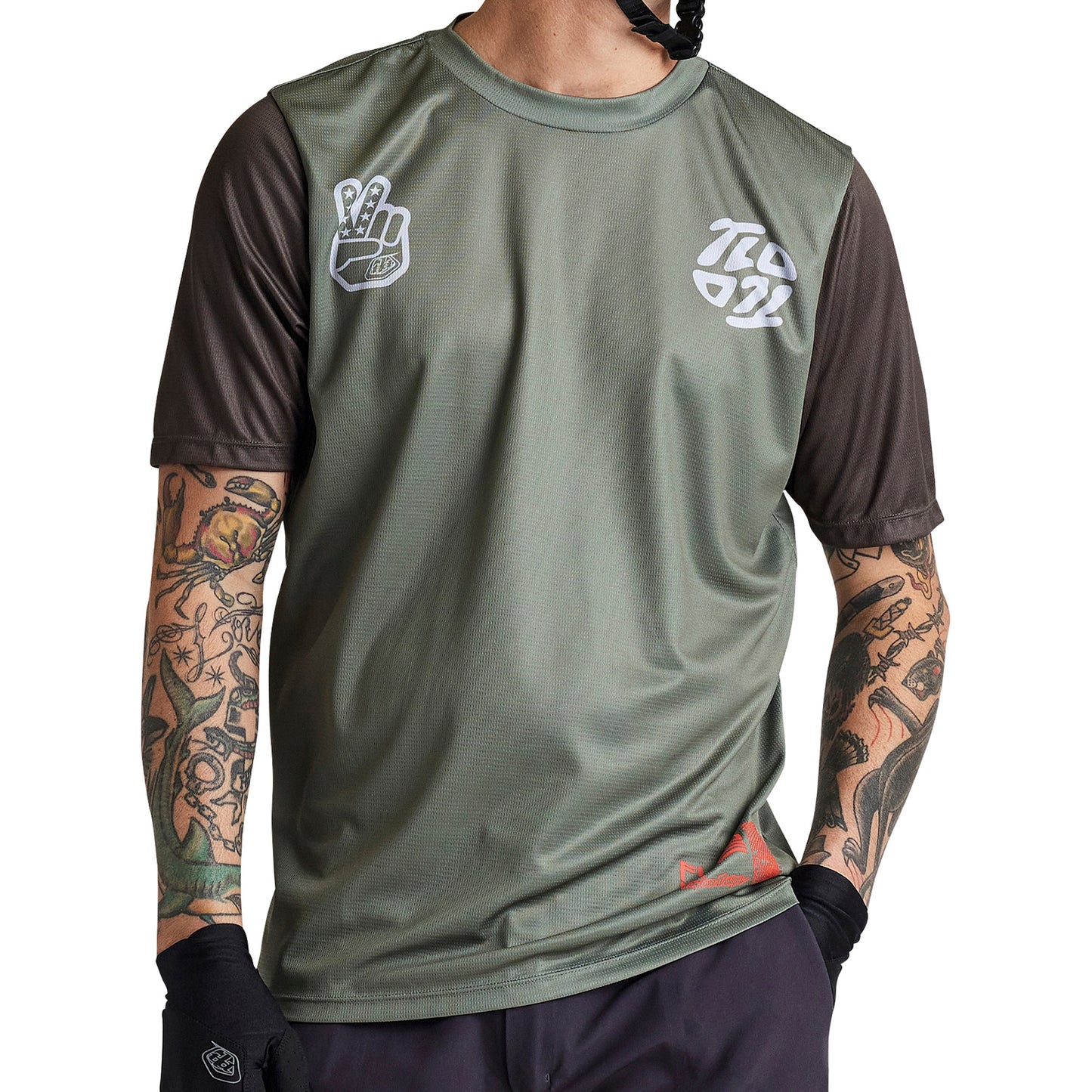 TLD Flowline Short Sleeve Jersey - S - Flipped Olive - Image 1