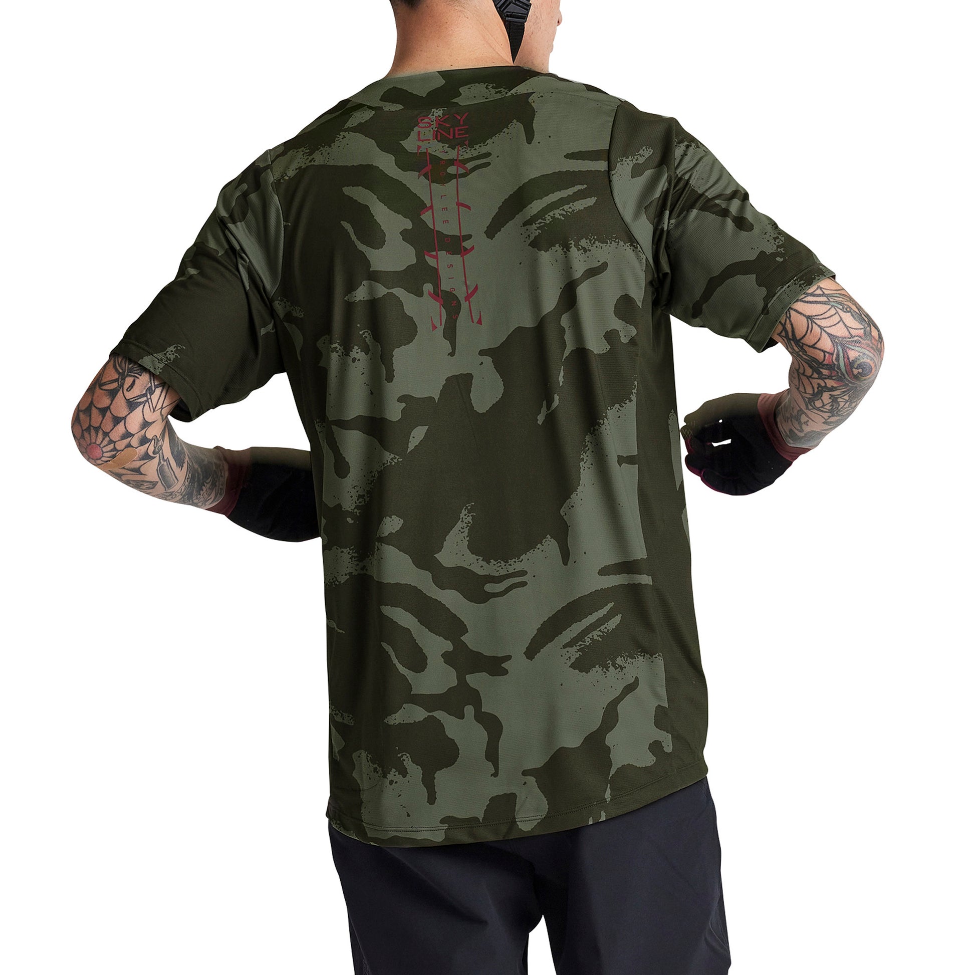 TLD Skyline Short Sleeve Jersey - L - Shadow Camo Olive - Image 4