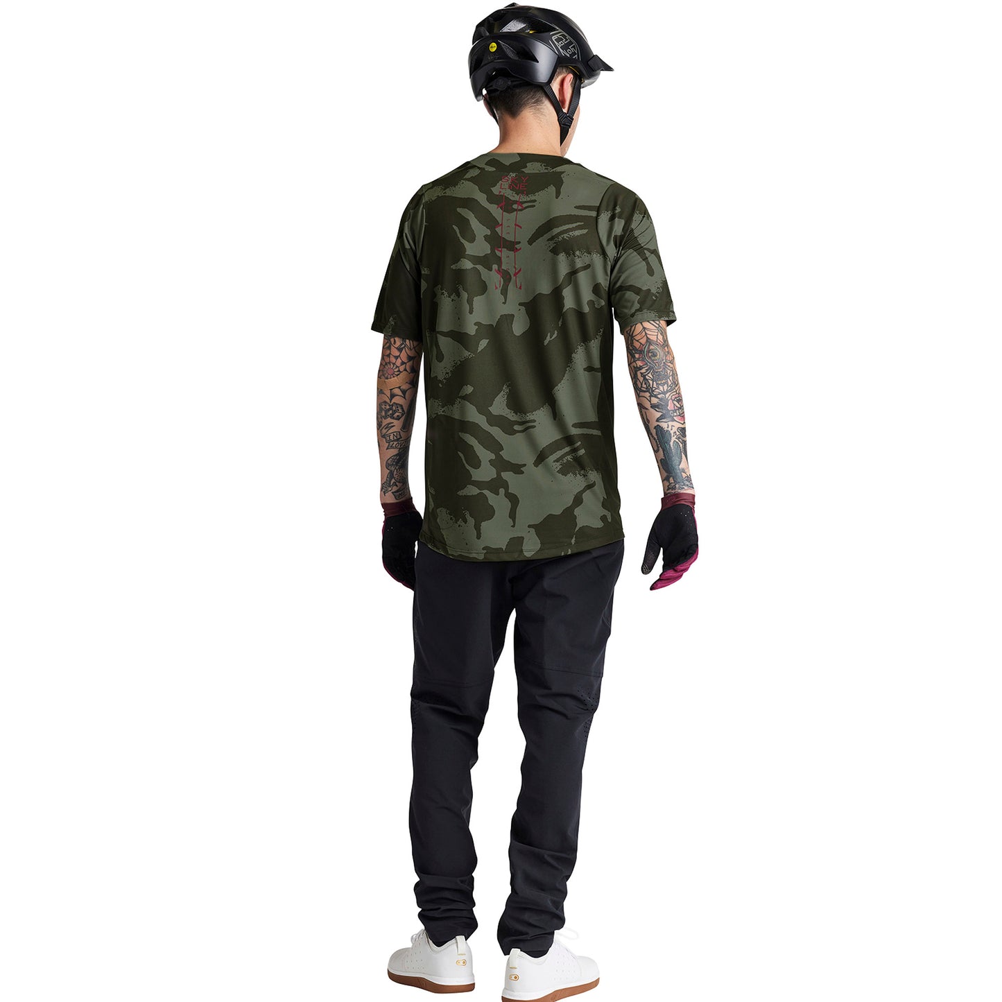 TLD Skyline Short Sleeve Jersey - L - Shadow Camo Olive - Image 5