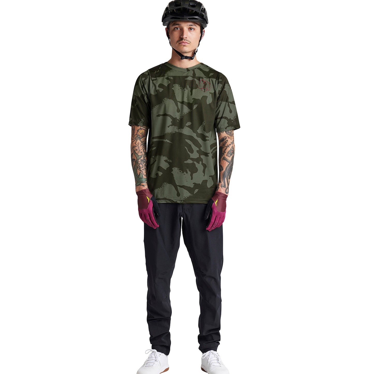TLD Skyline Short Sleeve Jersey - L - Shadow Camo Olive - Image 6