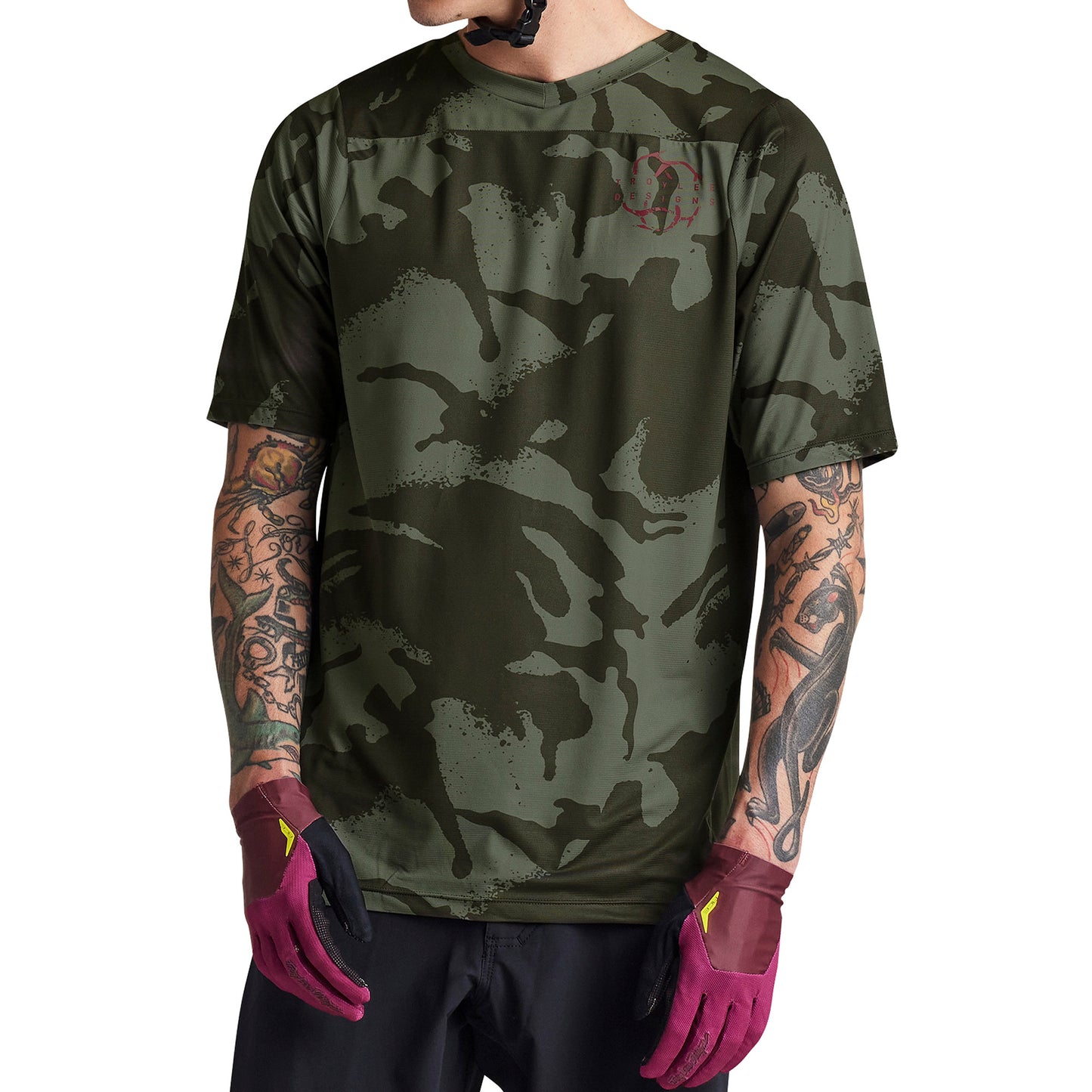 TLD Skyline Short Sleeve Jersey - M - Shadow Camo Olive - Image 2