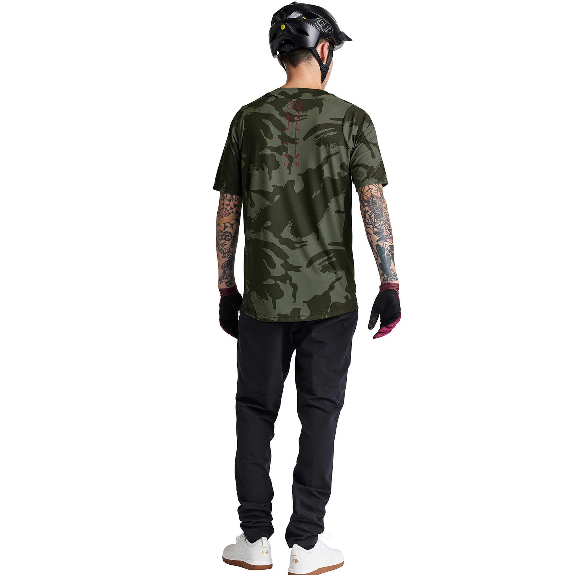 TLD Skyline Short Sleeve Jersey - M - Shadow Camo Olive - Image 5