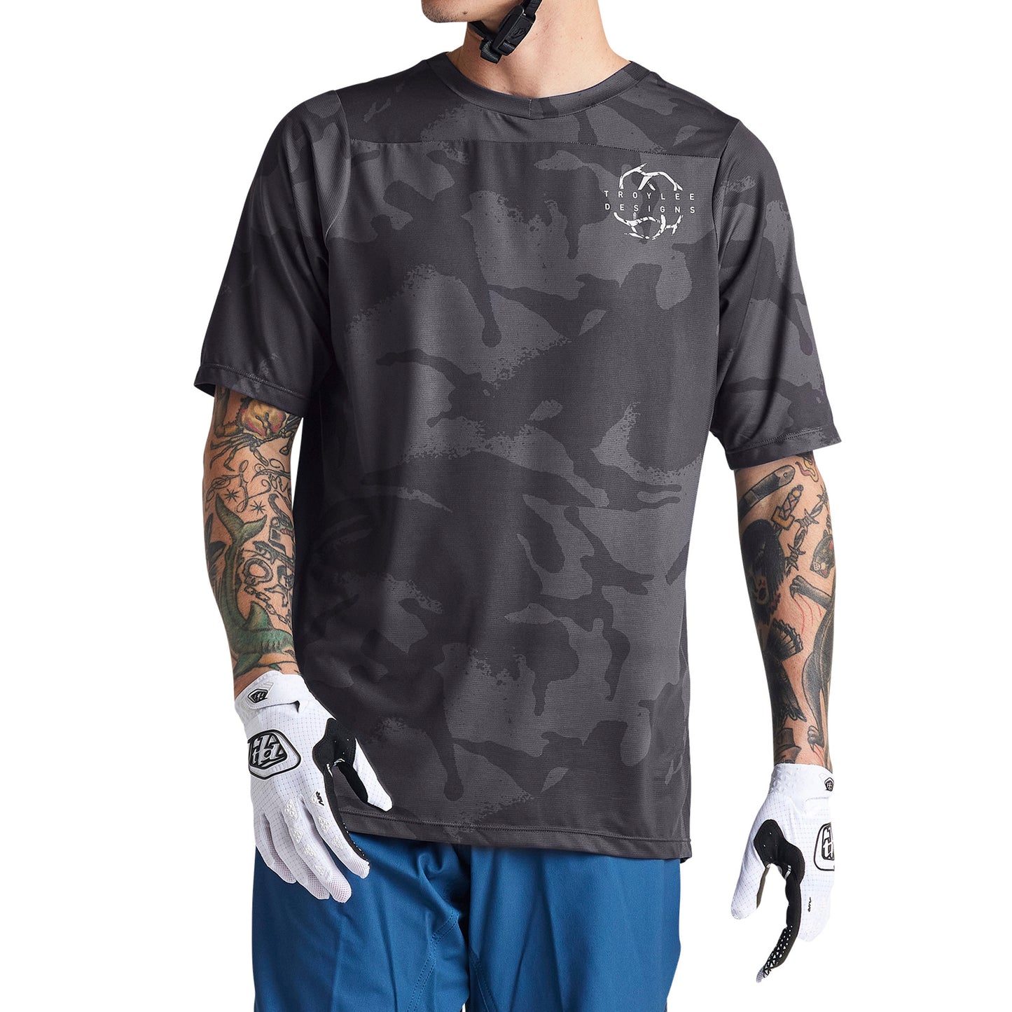 TLD Skyline Short Sleeve Jersey - S - Shadow Camo Carbon - Image 2