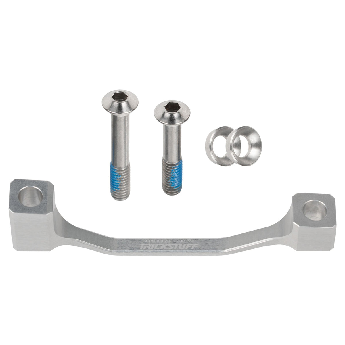 Trickstuff Post Mount Brake Adapter - Post Mount - 203mm / 223mm - 23mm - Silver - PM 180-203/200-223 - Inc Titanium Bolts - Image 1