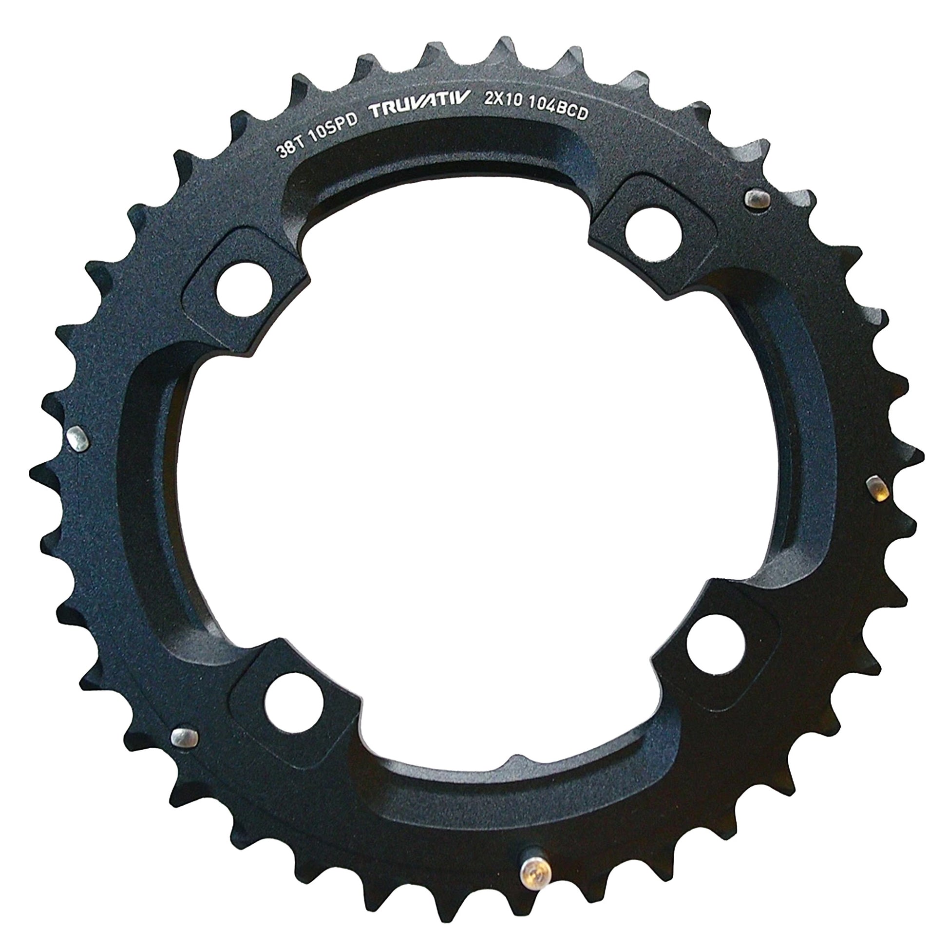 Truvativ X.0/X.9 Chainring - 4 Bolt - 104 BCD - 6mm Non Boost - Round - 38t - 10 Speed - Alloy - Black - L Pin - Image 1