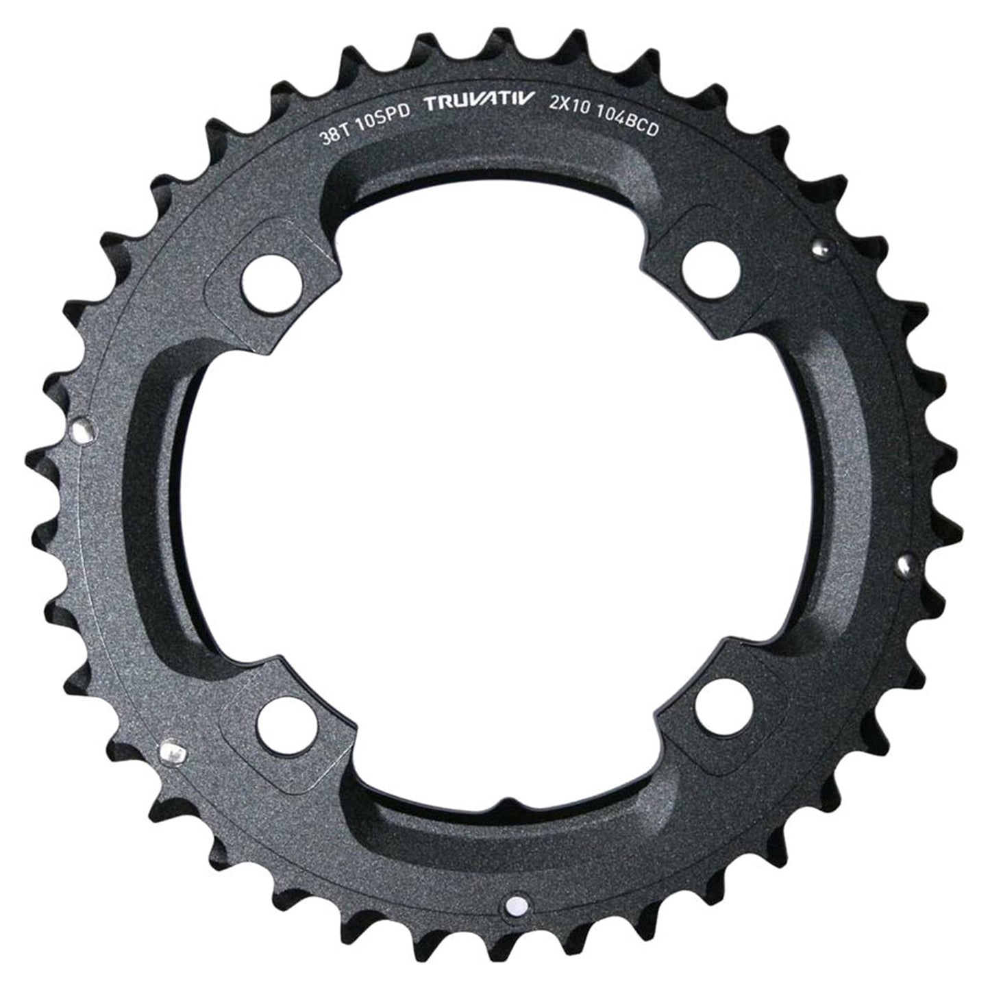 Truvativ X.0/X.9 Chainring - 4 Bolt - 104 BCD - 6mm Non Boost - Round - 38t - 10 Speed - Alloy - Black - No Pin - Image 1