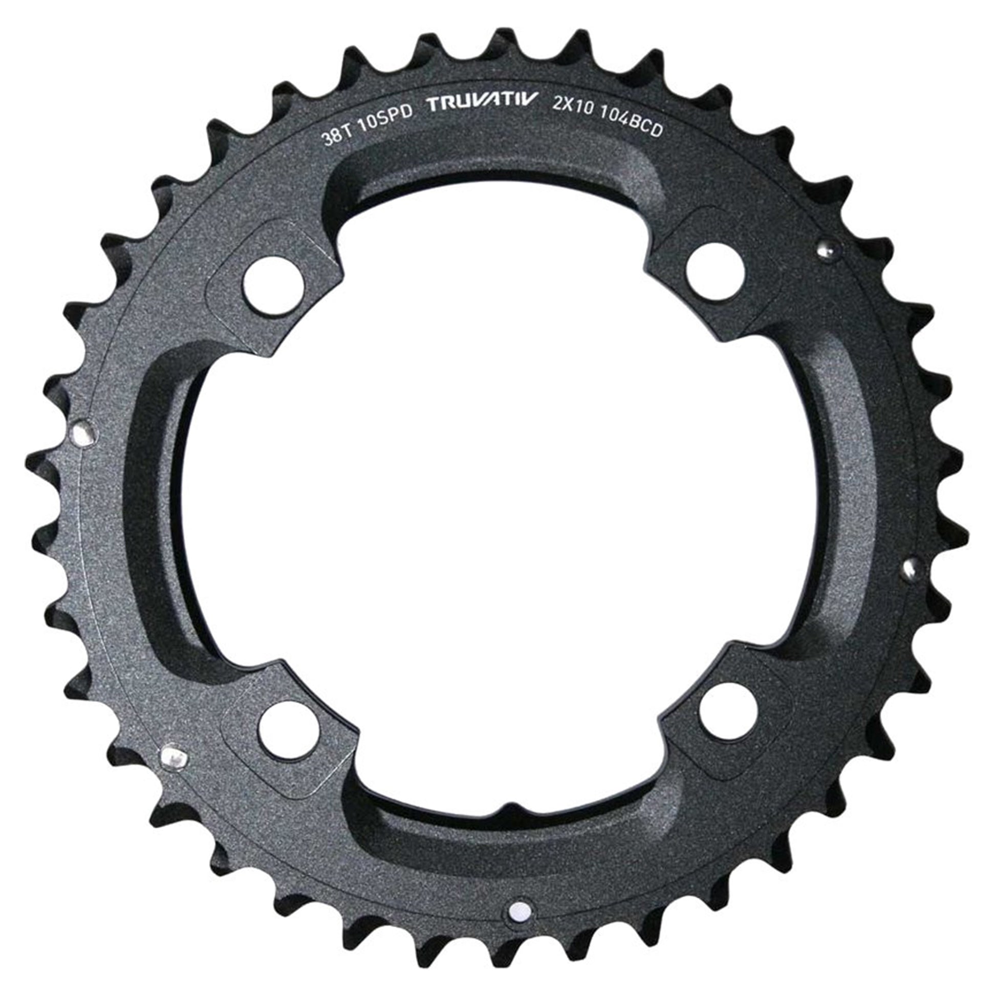 Truvativ X.0/X.9 Chainring - 4 Bolt - 104 BCD - 6mm Non Boost - Round - 38t - 10 Speed - Alloy - Black - No Pin - Image 1