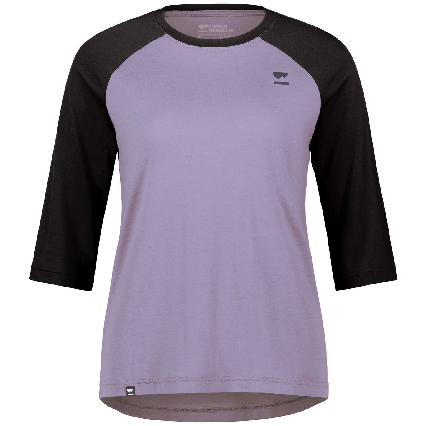 Mons Royale Tarn Merino Shift Raglan 3-4 Sleeve Women's Jersey - Women's S - Thistle - Black