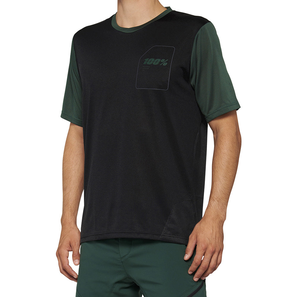100 Percent Ridecamp Short Sleeve Jersey - L - Black - Forest Green