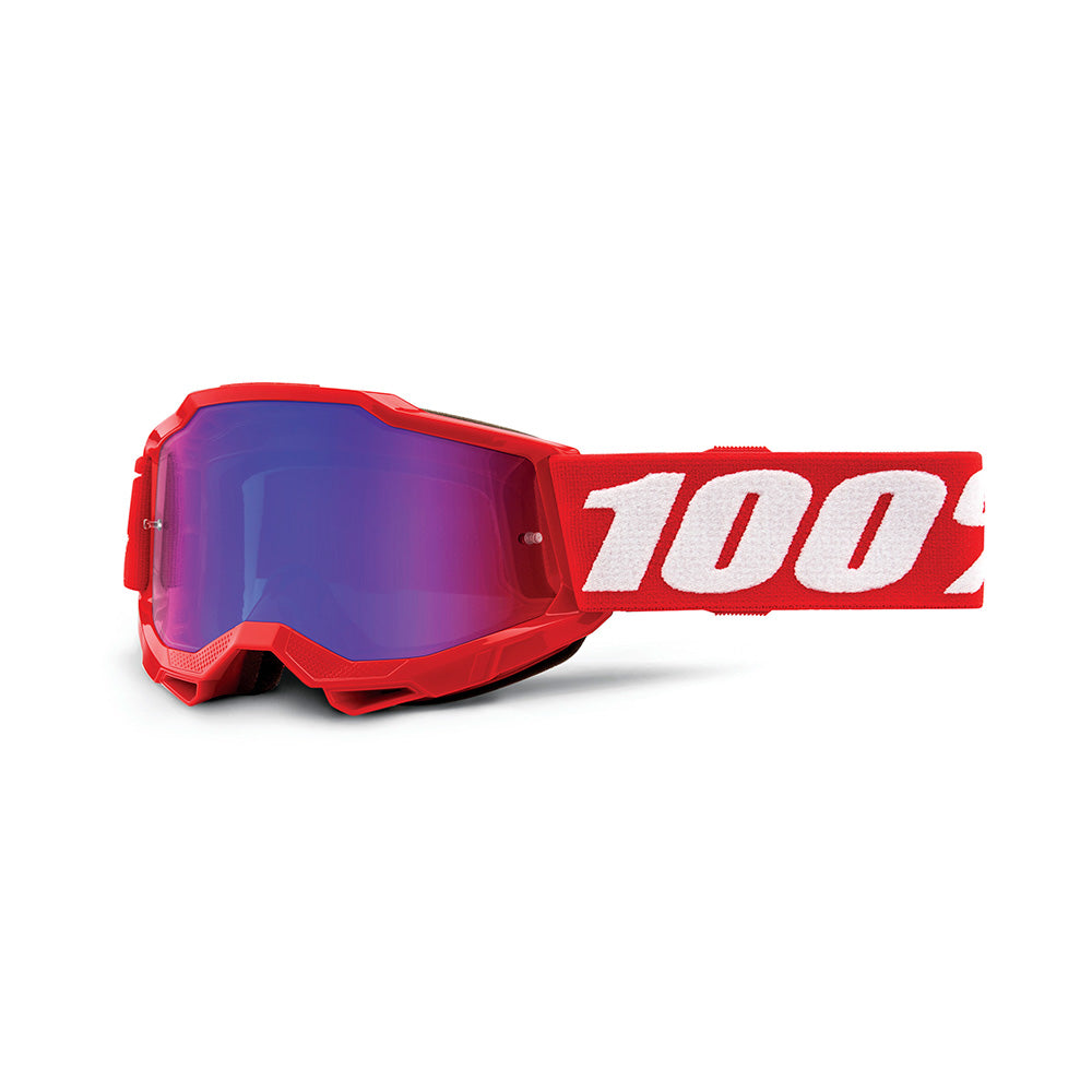 100 Percent Accuri 2 Youth Goggles - Youth One Size Fits Most -  Neon Red - Mirror Red - Blue Lens