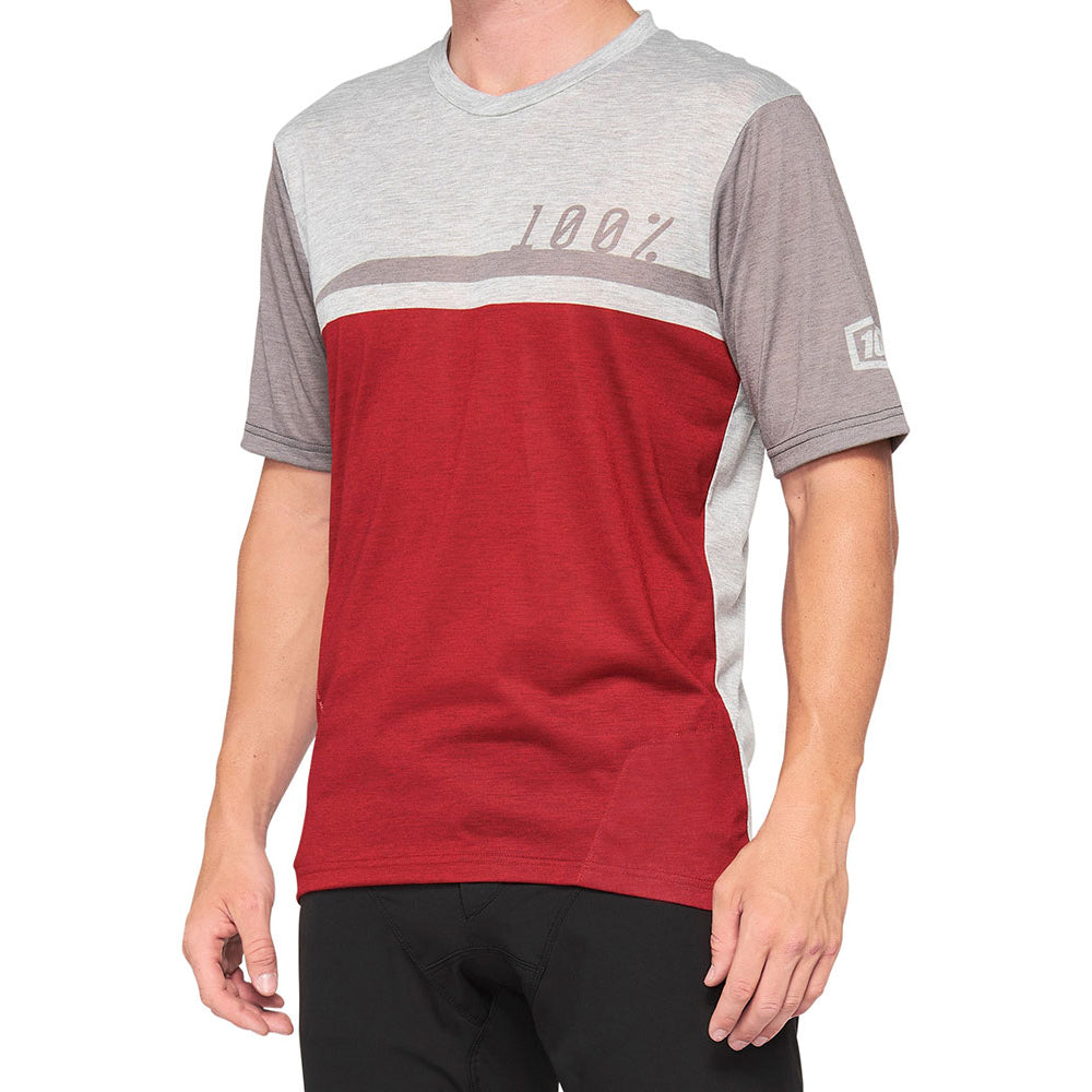 100 Percent Airmatic Short Sleeve Jersey - XL - Cherry - Grey