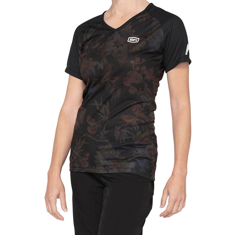 100 Percent Airmatic Women's Short Sleeve Jersey - XL - Black Floral