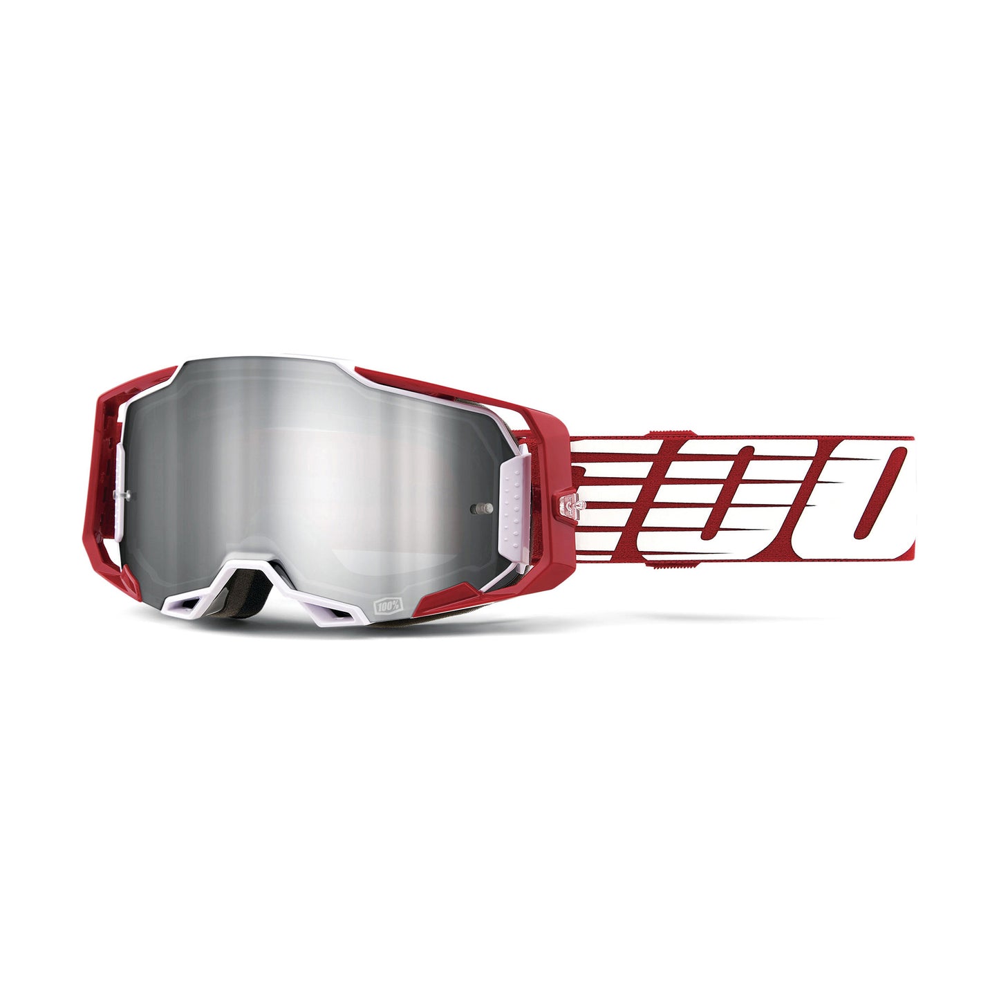100 Percent Armega Goggles - One Size Fits Most - Oversized Deep Red - Flash Silver Mirror Lens