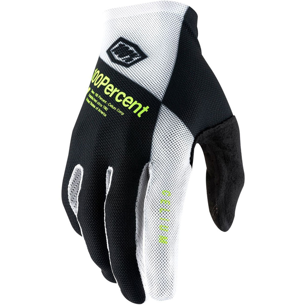 100 Percent Celium Glove - M - Black - White - Fluo Yellow