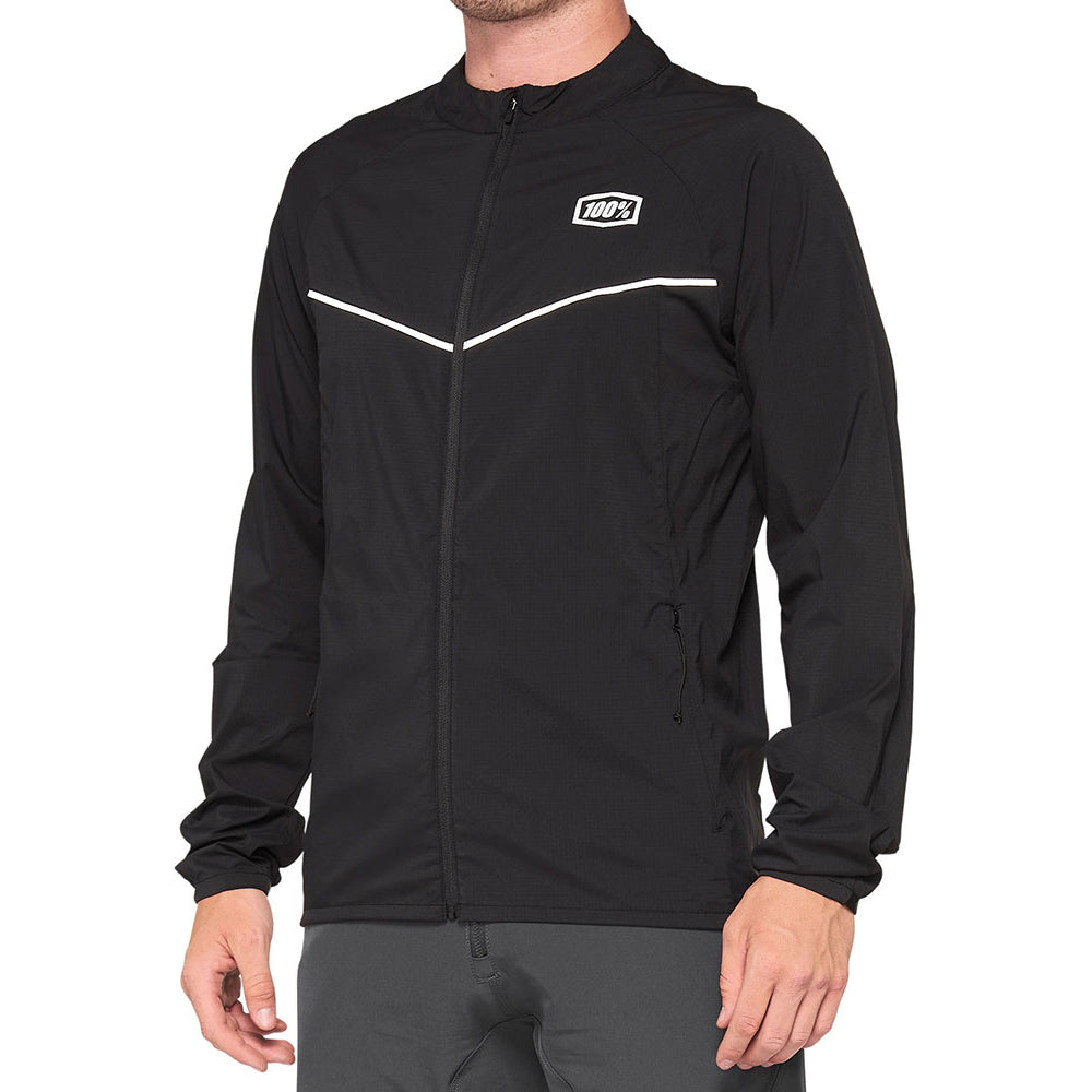 100 Percent Corridor Stretch Windbreaker Jacket - L - Black