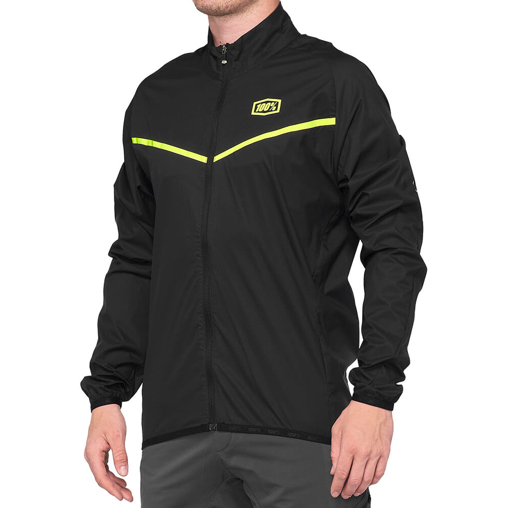 100 Percent Corridor Stretch Windbreaker Jacket - S - Black- Yellow