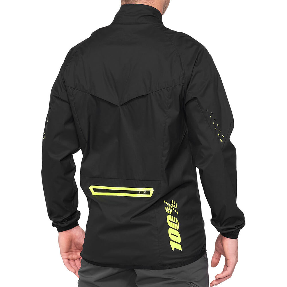 100 Percent Corridor Stretch Windbreaker Jacket - S - Black- Yellow