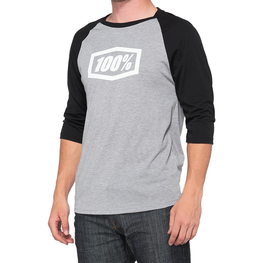 100 Percent Essential 3-4 Tech Tee - L - Grey - Black