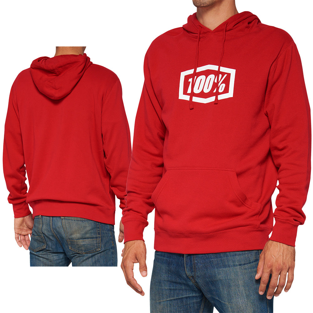 100 Percent Icon Fleece Hoodie - L - Deep Red