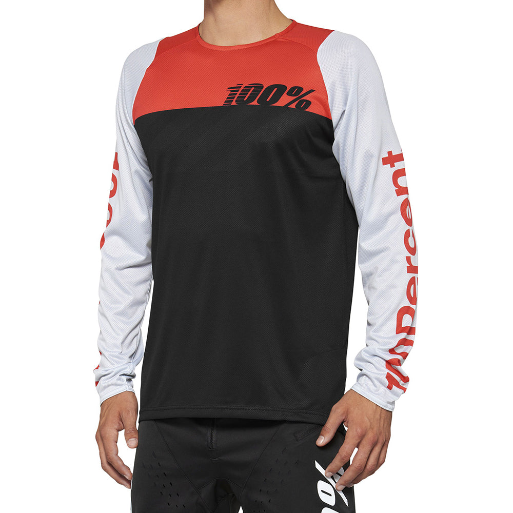 100 Percent R-Core DH Long Sleeve Jersey - M - Black - Racer Red
