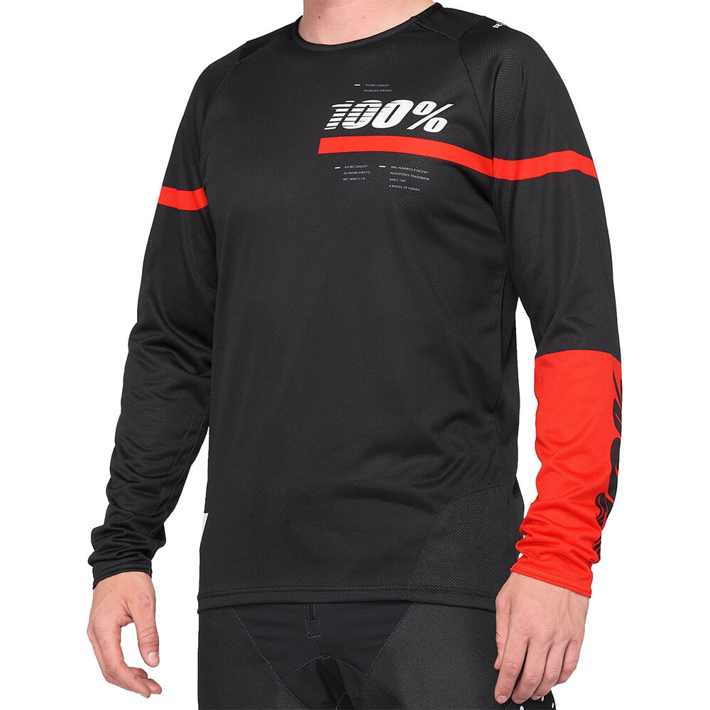100 Percent R-Core DH Long Sleeve Jersey - S - Black - Red