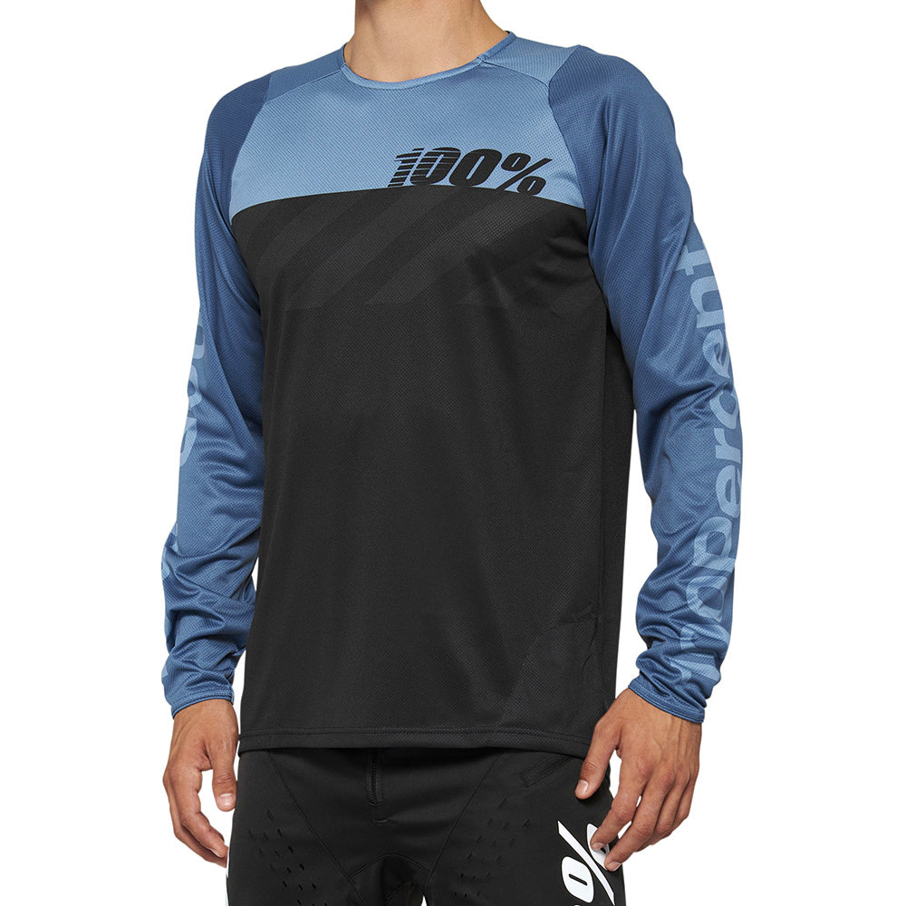 100 Percent R-Core DH Long Sleeve Jersey - XL - Black - Slate Blue