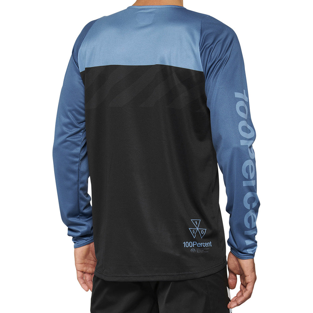 100 Percent R-Core DH Long Sleeve Jersey - XL - Black - Slate Blue