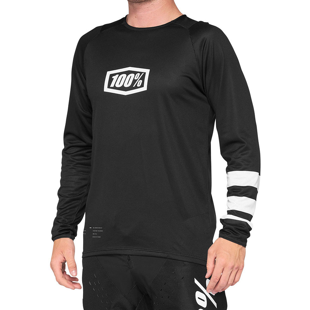 100 Percent R-Core DH Youth Long Sleeve Jersey - Youth L - Black - White