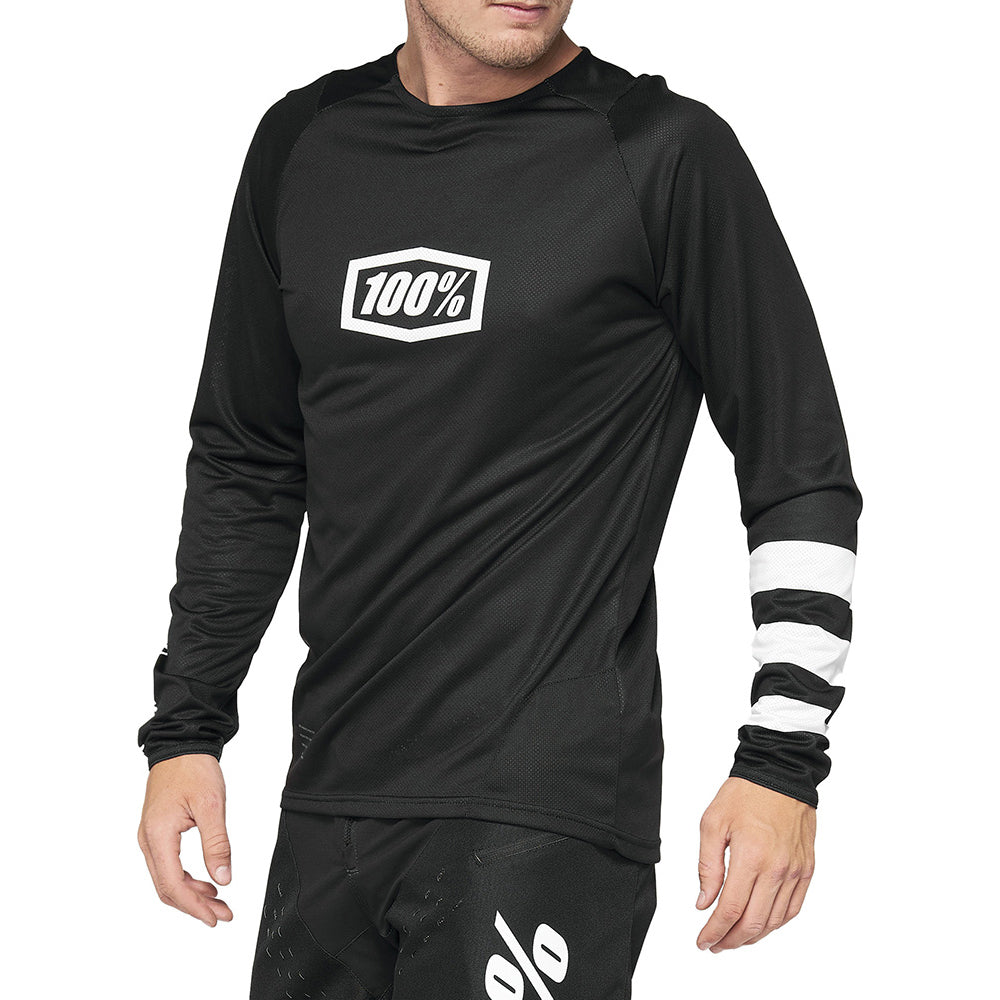 100 Percent R-Core DH Youth Long Sleeve Jersey - Youth XL - Black - White