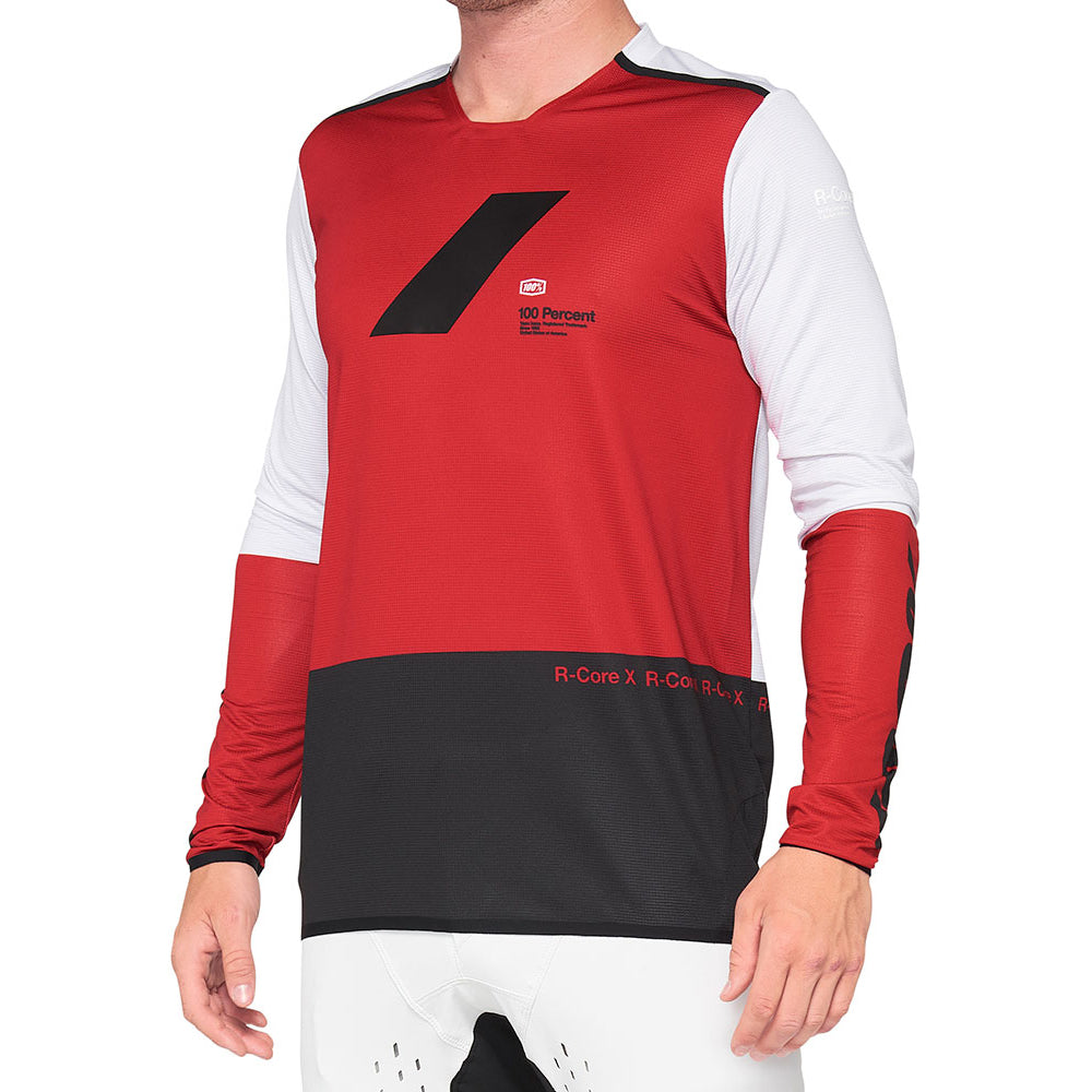 100 Percent R-Core-X DH Long Sleeve Jersey - L - Cherry - Black