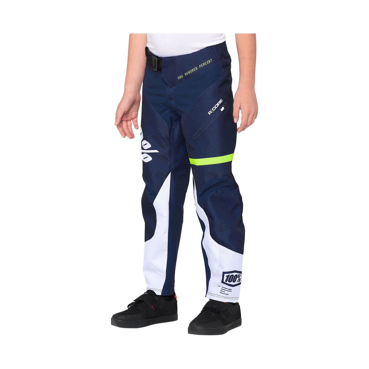 100 Percent R-Core Youth DH Pants - Youth M-24 - Dark Blue - Yellow
