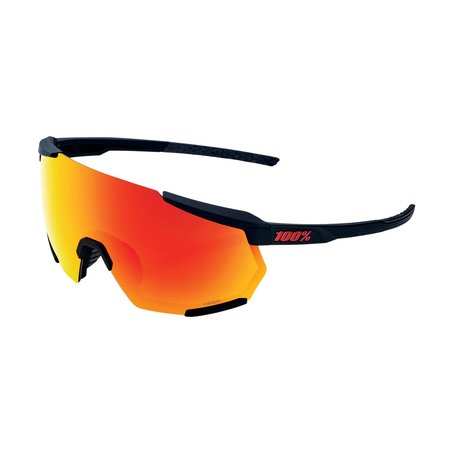 100 Percent Racetrap 3.0 Sunglasses - One Size Fits Most - Soft Tact Black Hiper Red Multilayer Mirror Lens
