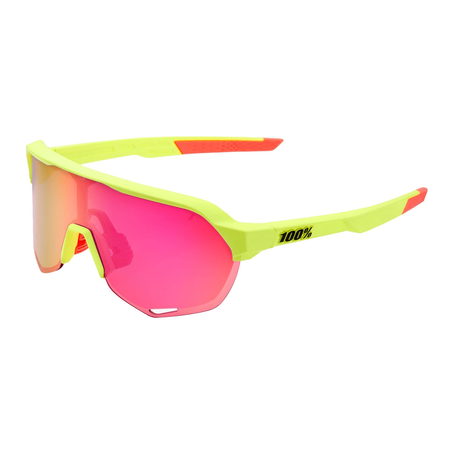 100 Percent S2 Sunglasses - One Size Fits Most - Matte Washed Out Neon Yellow Purple Multilayer Mirror Lens