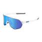 100 Percent S2 Sunglasses - One Size Fits Most - Matte White Hiper Blue Multilayer Mirror Lens