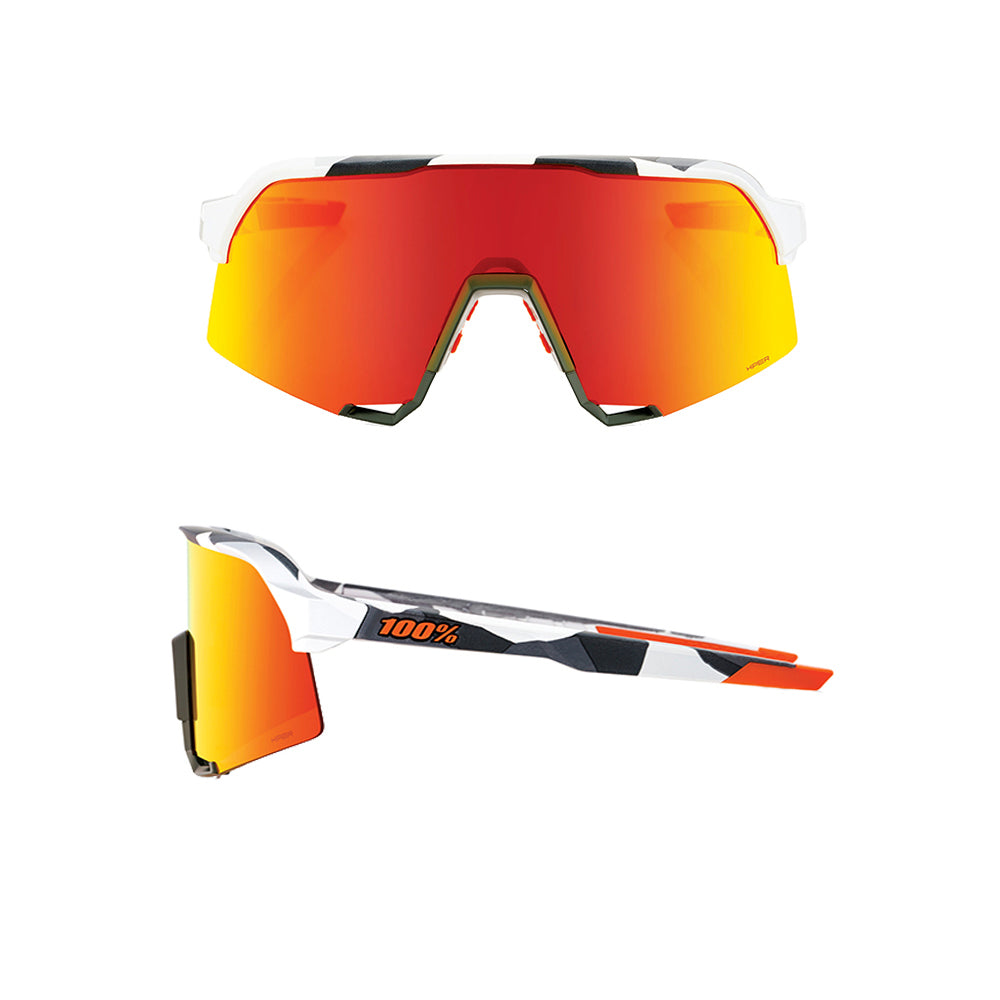 100 Percent S3 Sunglasses - One Size Fits Most - Soft Tact Grey Camo Hiper Red Multilayer Mirror Lens