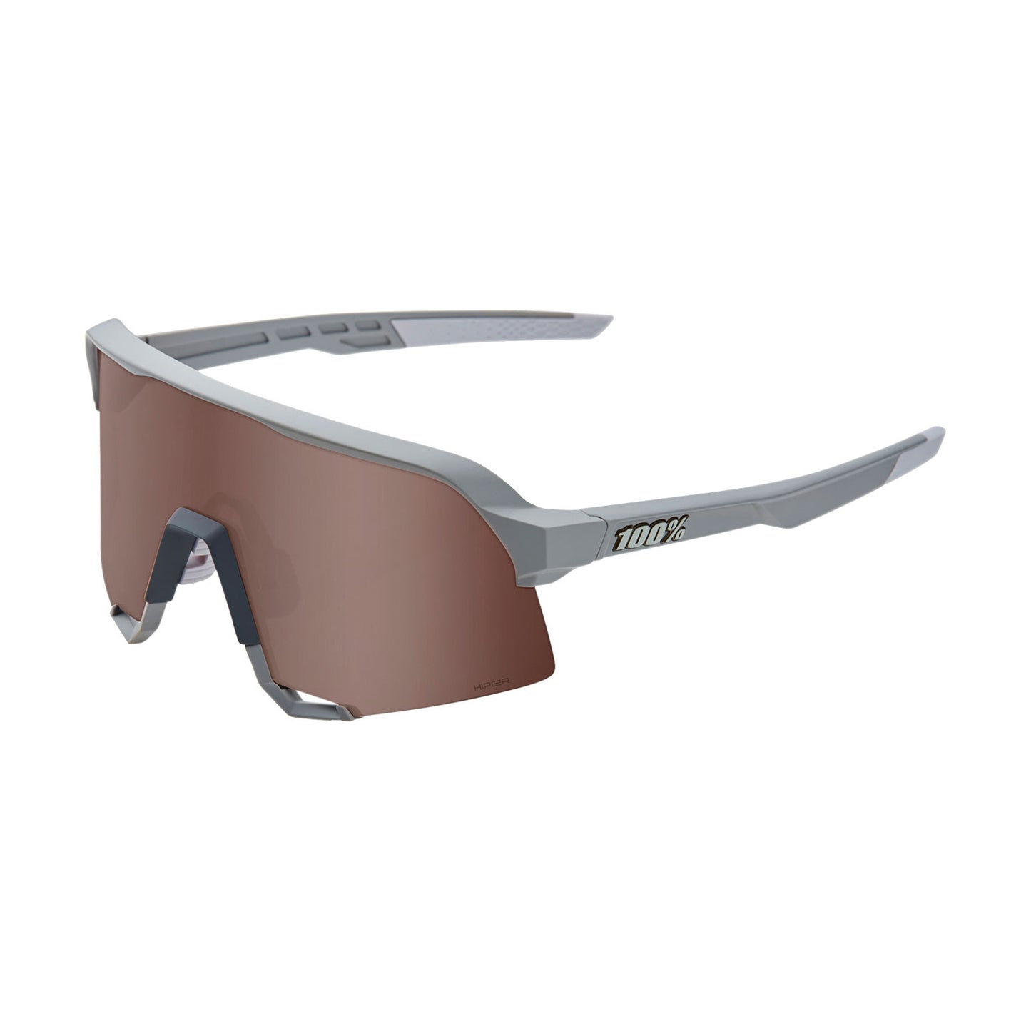 100 Percent S3 Sunglasses - Soft Tact Stone Grey - HiPER Crimson Silver Mirror Lens