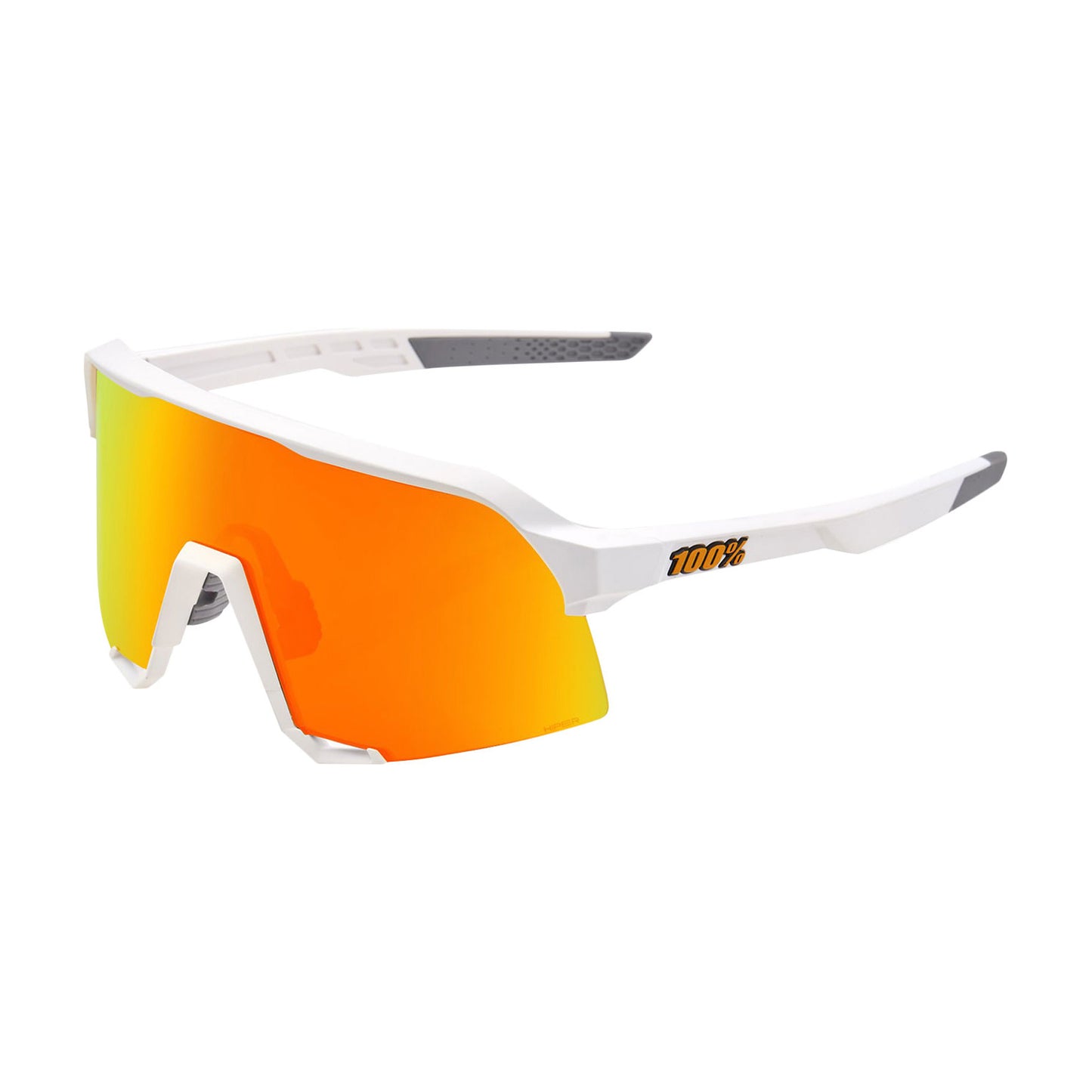100 Percent S3 Sunglasses - One Size Fits Most - Soft Tact White Hiper Red Multilayer Mirror Lens