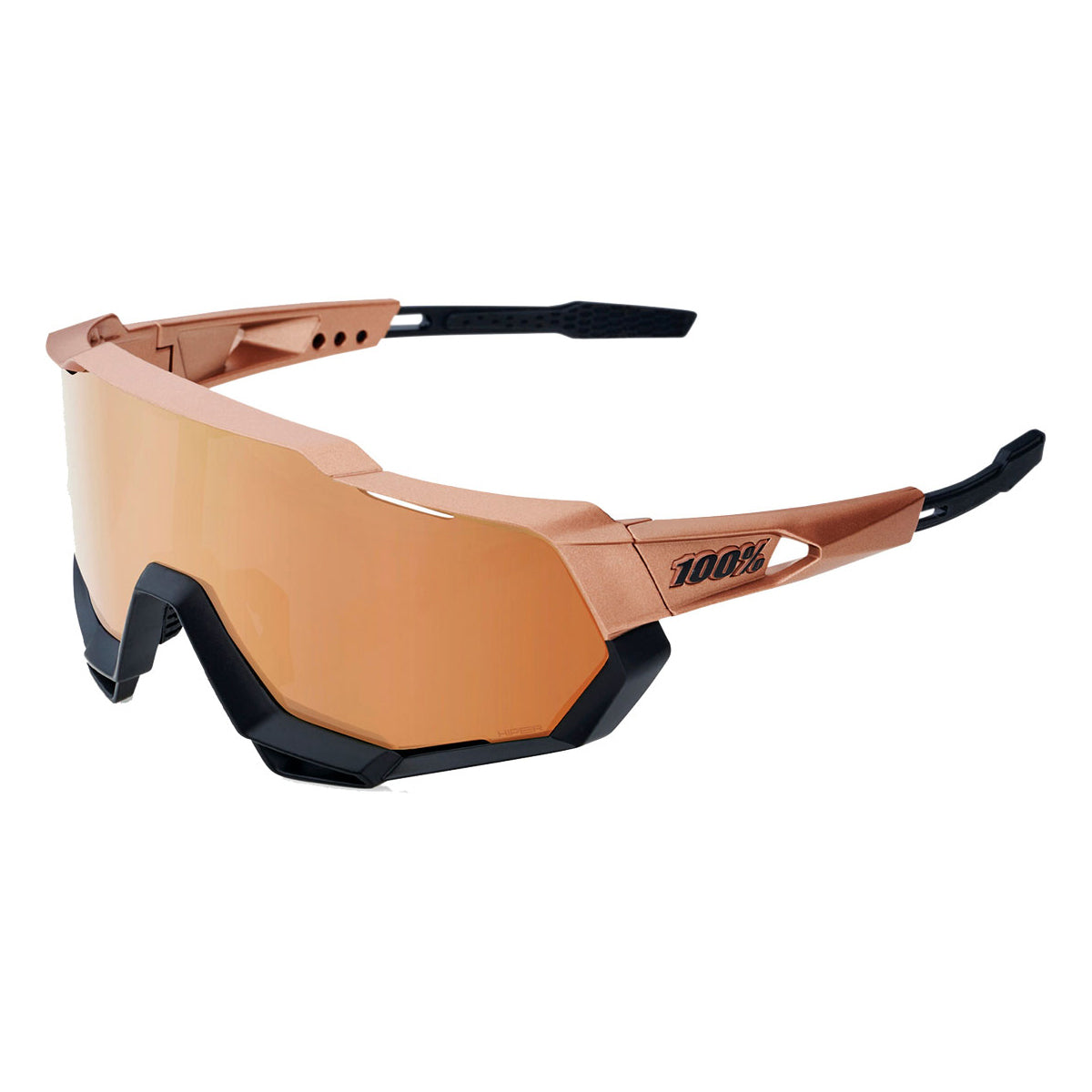 100 Percent Speedtrap Sunglasses - Matte Copper Chromium - Black - HiPER Copper Mirror Lens