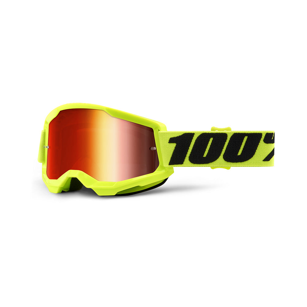 100 Percent Strata 2 Goggles - One Size Fits Most -  Fluro Yellow - Mirror Red Lens