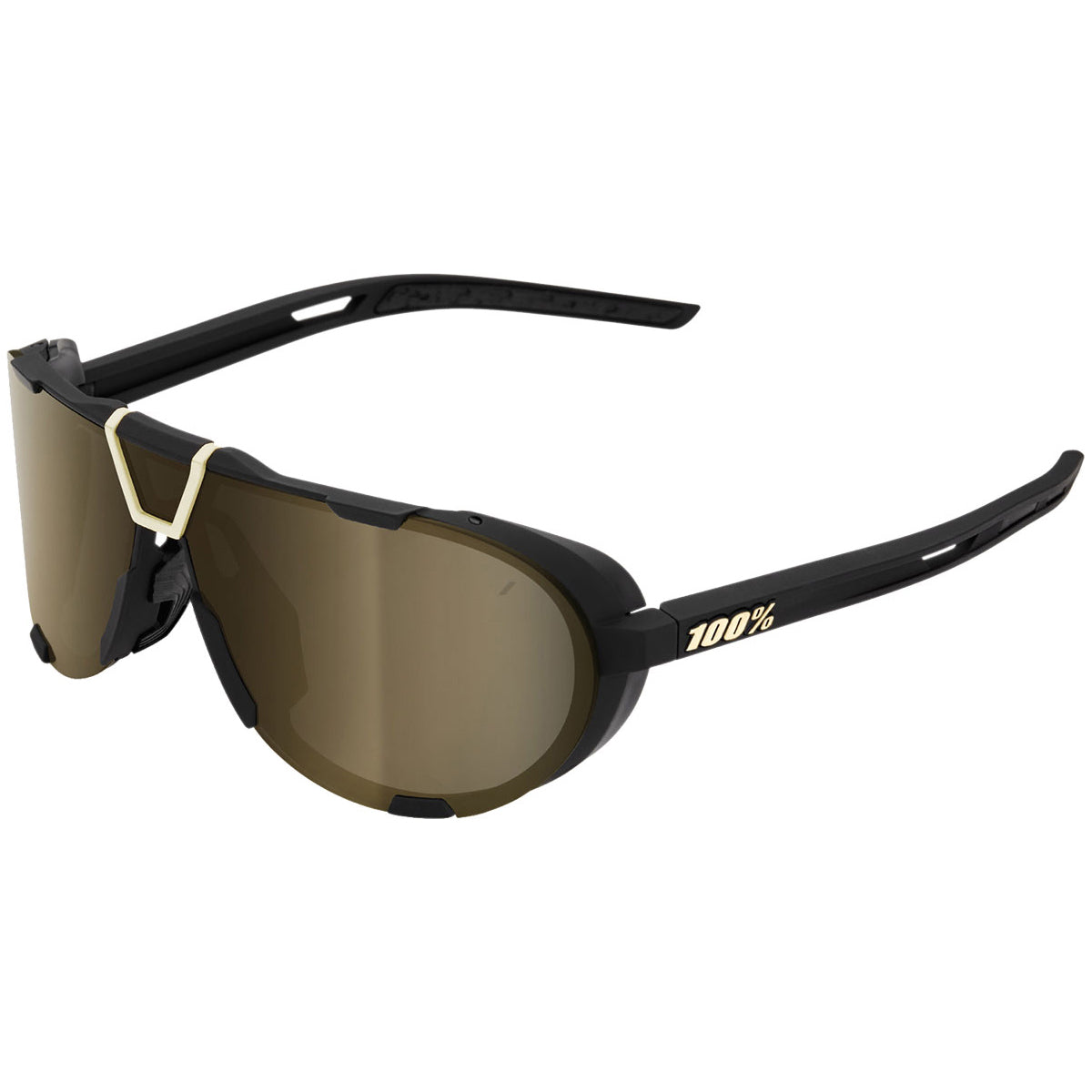 100 Percent Westcraft Sunglasses - One Size Fits Most - Soft Tact Black Soft Gold Mirror Lens