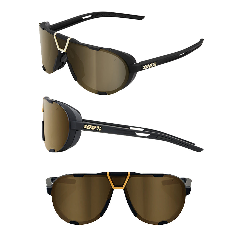 100 Percent Westcraft Sunglasses - One Size Fits Most - Soft Tact Black Soft Gold Mirror Lens