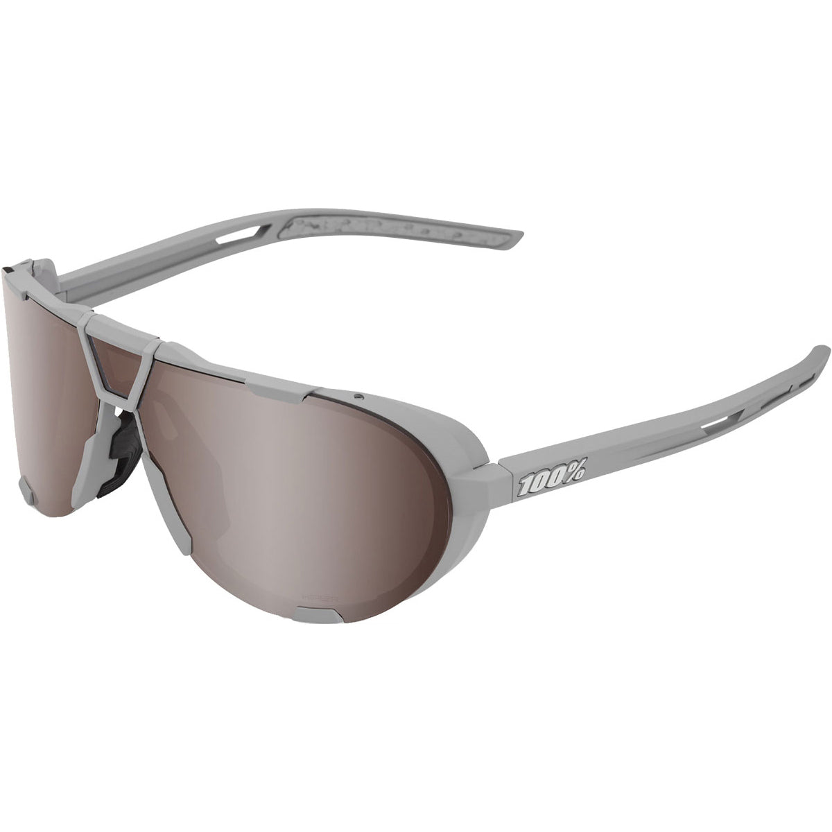 100 Percent Westcraft Sunglasses - One Size Fits Most - Soft Tact Cool Grey Hiper Crimson Silver Mirror Lens