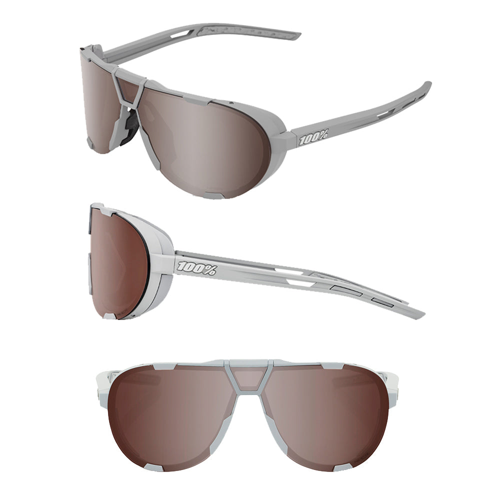 100 Percent Westcraft Sunglasses - Soft Tact Cool Grey - HiPER Crimson Silver Mirror Lens