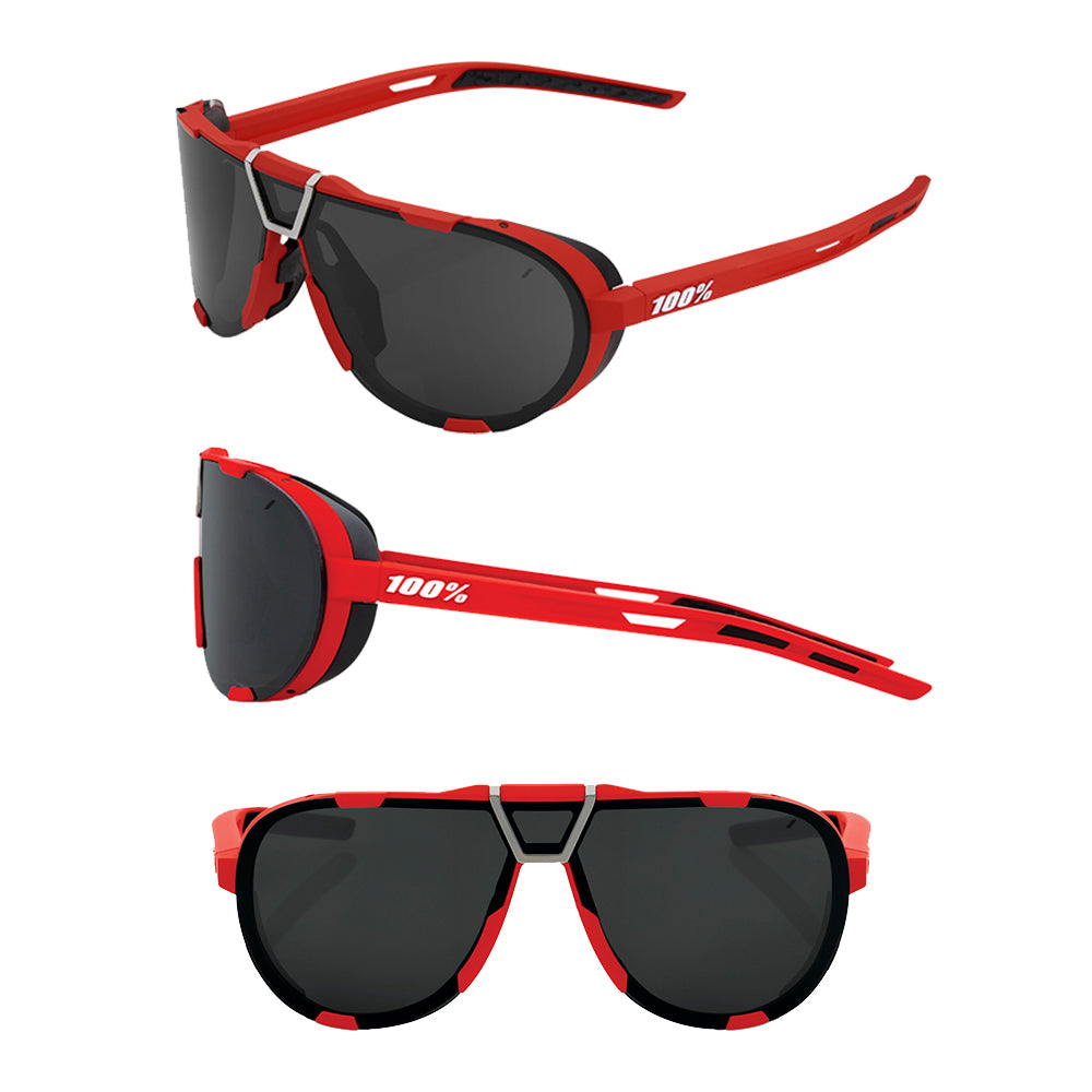 100 Percent Westcraft Sunglasses - One Size Fits Most - Soft Tact Red Black Mirror Lens