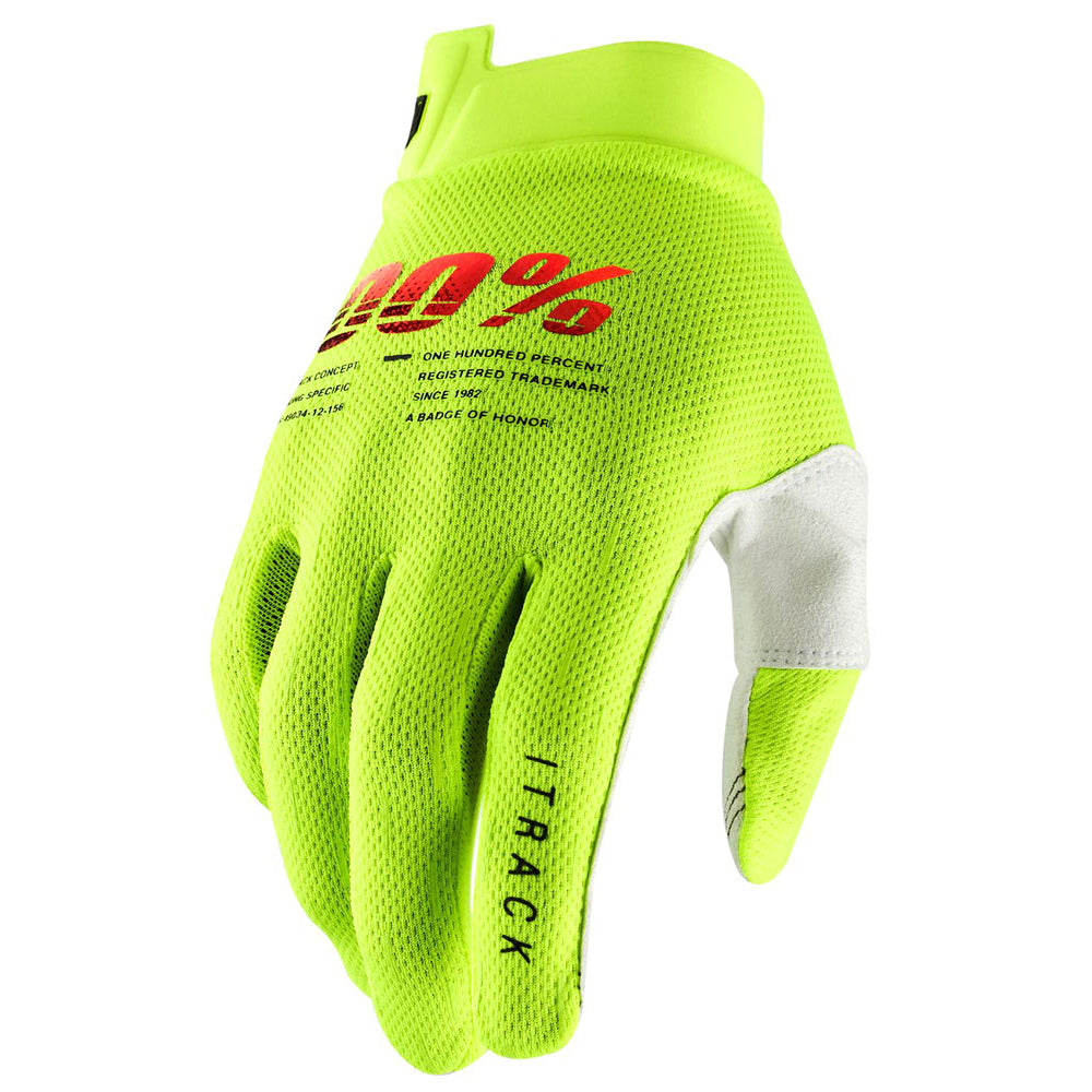100 Percent iTrack Youth Gloves - M - Fluo Yellow