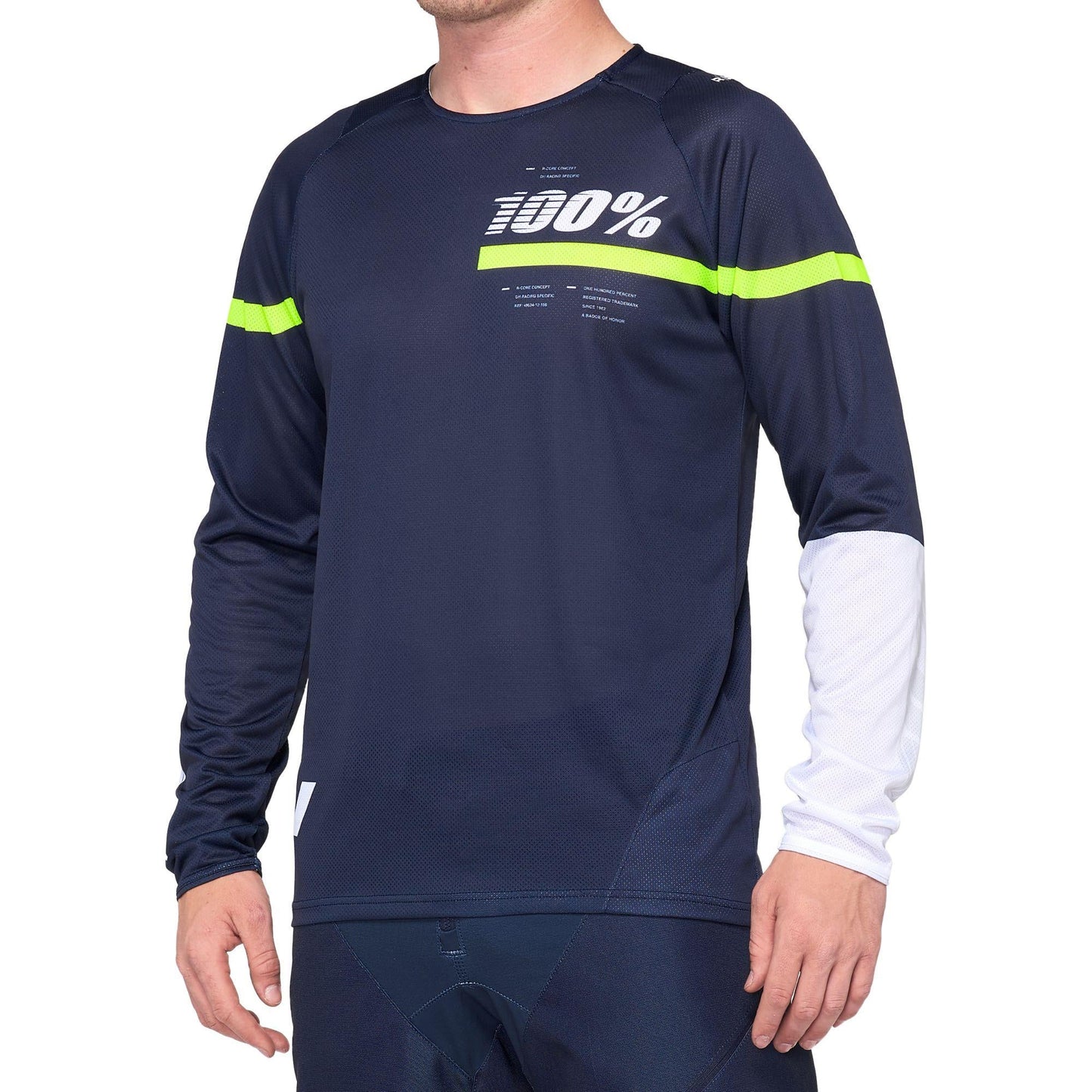 100 Percent R-Core DH Long Sleeve Jersey - S - Dark Blue - Yellow
