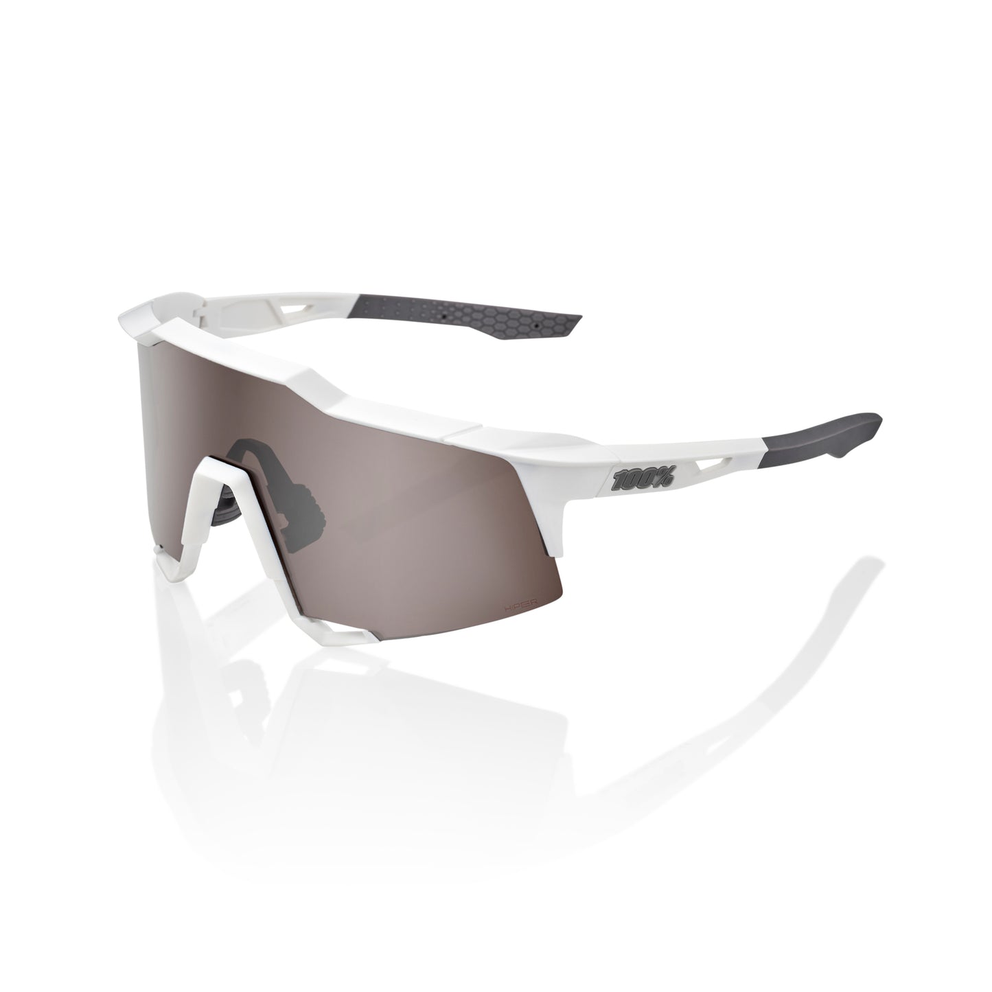 100 Percent Speedcraft Sunglasses - One Size Fits Most - Matte White - HiPER Silver Mirror Lens