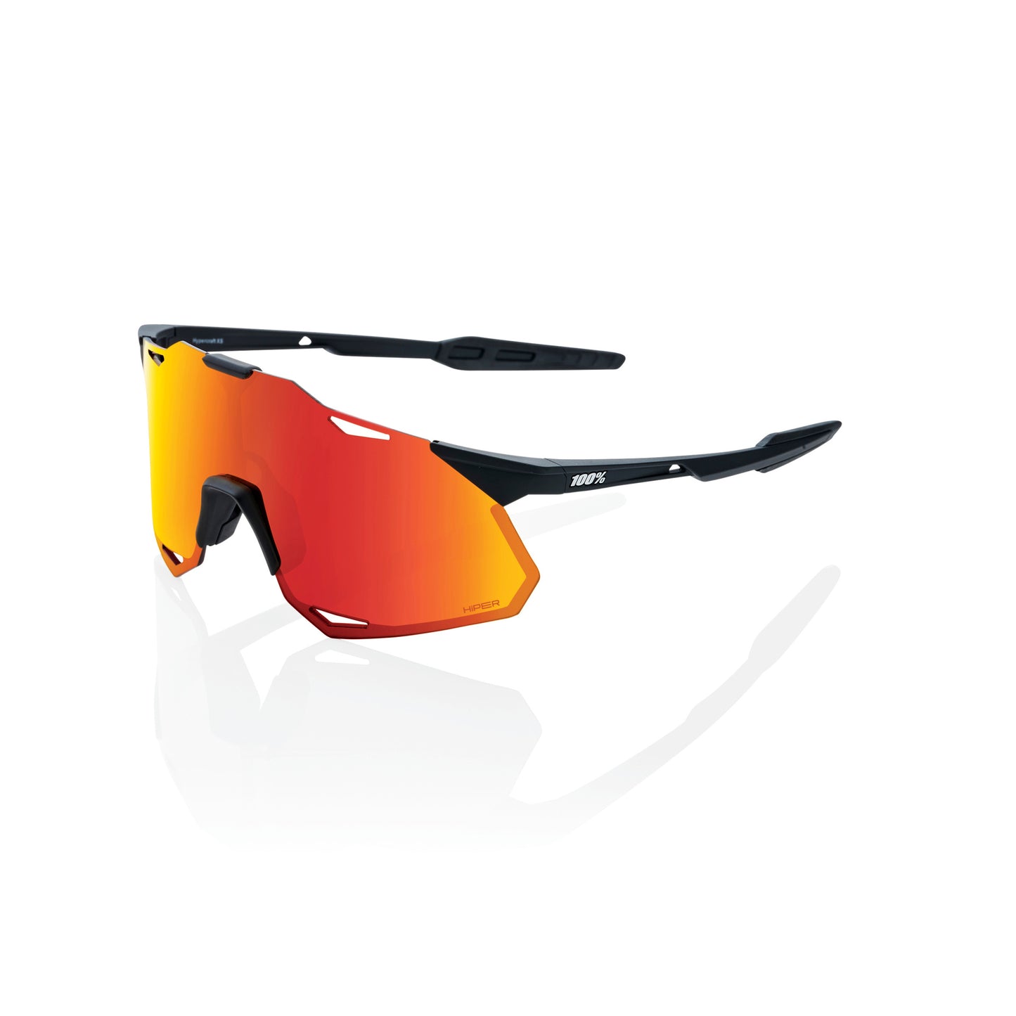 100 Percent Hypercraft XS Sunglasses - One Size Fits Most - Soft Tact Black Hiper Red Multilayer Mirror Lens